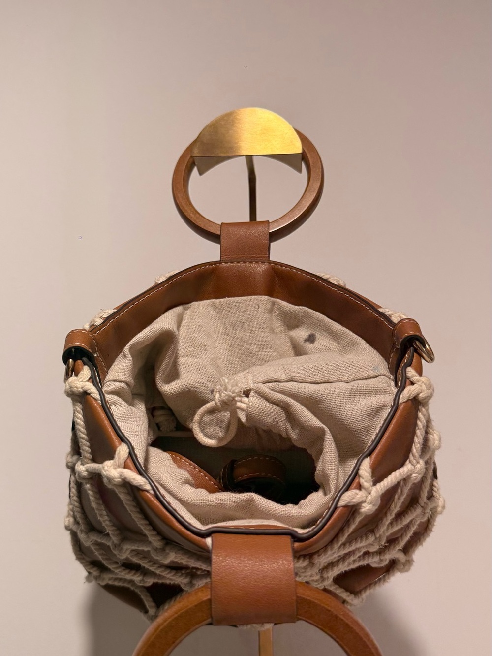 Mango Crossbody Bag with Cream Rope Net - Picture 4 of 4